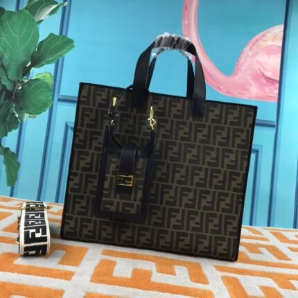 FENDI peekaboo Canvas Tote with mobile phone bag Black 2118 Size: 37*32 cm