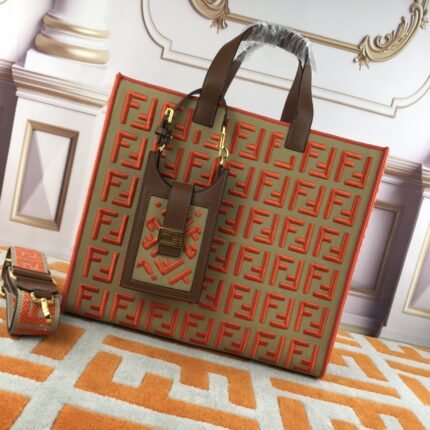 FENDI peekaboo Canvas Tote with mobile phone bag Red 2118 Size: 37*32 cm