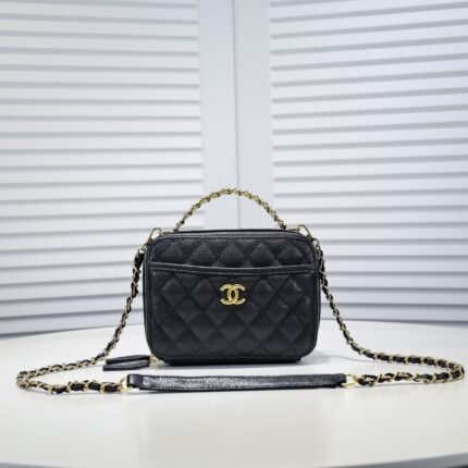 Chanel Caviar alphabet Camera chain crossbody black handle bag