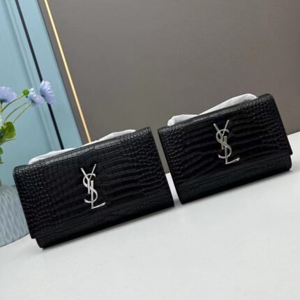 YSL Kat crocodile chain strap shoulder bag with sliver hardware 7219 black size: 20*14*5cm/24*15*6cm