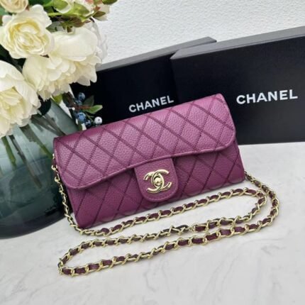 Chanel chain crossbody bag diamond and litchi cowhide purple 50098 size: 19*10*3.5㎝