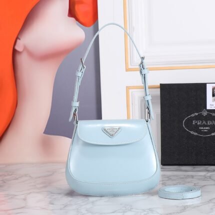 Prada hobo cleo Patent leather 611 blue size:22*13cm