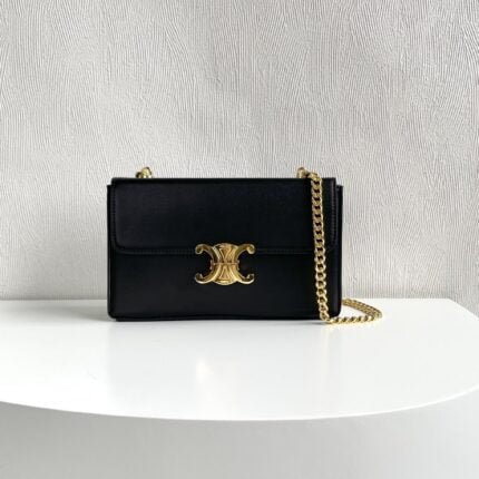 CELINE Arc de Triomphe Black with Chain 8067 size: 22 X 13.5 X 6cm