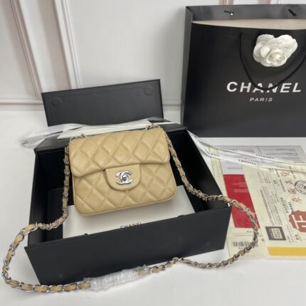 Chanel cf Square Fat 1115 sheepskin leather ginger size: 18*14*7cm