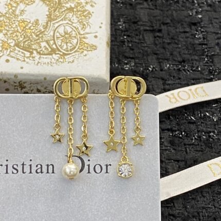 Dior letter earrings, same material, new elegant and elegant earrings, best-selling model (复制)