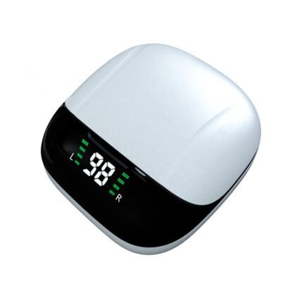 E68 Bluetooth headset, semi-in-ear design, high-definition LED power display, real-time power monitoring, Hifi sound quality White