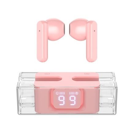 E90 Bluetooth headset with high-definition LED power display, heavy bass, real-time power monitoring, Hifi sound quality,pink