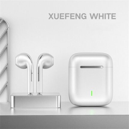 J18 Bluetooth headset, semi-in-ear design, comfortable to wear, Hifi sound quality, heavy bass sound effect, colorful design White