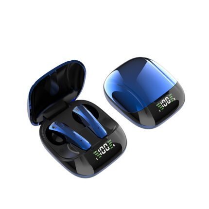 E68 Bluetooth headset, semi-in-ear design, high-definition LED power display, real-time power monitoring, Hifi sound quality Blue