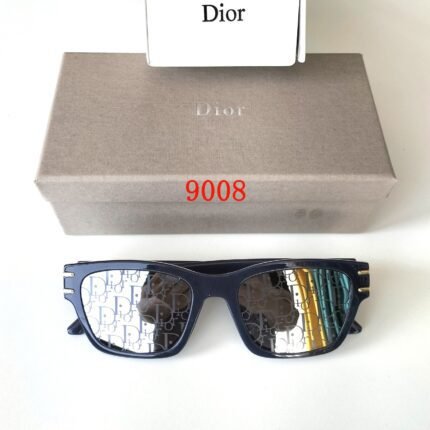 Dior black and silver printed mirror shaped square sunglasses neutral