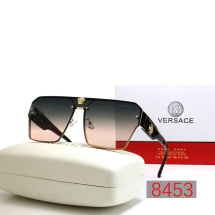 VERSACE large frame fashionable black edge gradient black pink sunglasses