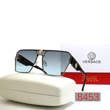 VERSACE large frame with stylish black edges and light blue sunglasses