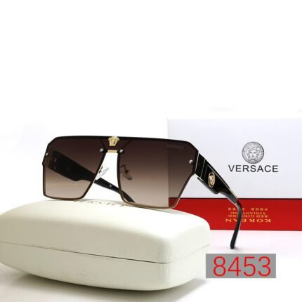 VERSACE large frame stylish black edge and brown gradient sunglasses