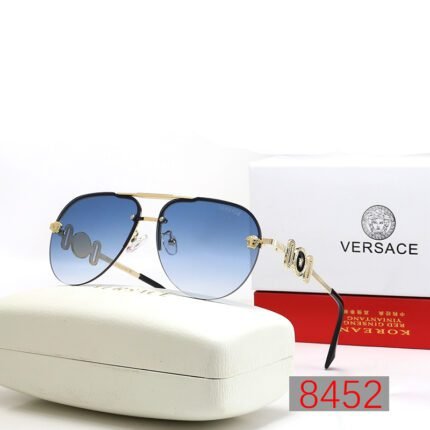 VERSACE pilot blue gradient gold rimmed double beam sunglasses