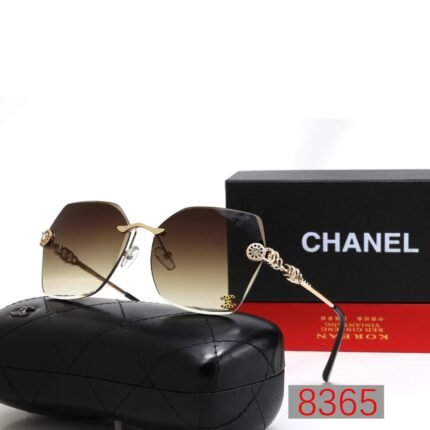Chanel Brown Gradient Frameless Gold Chain Decoration Sunglasses Neutral