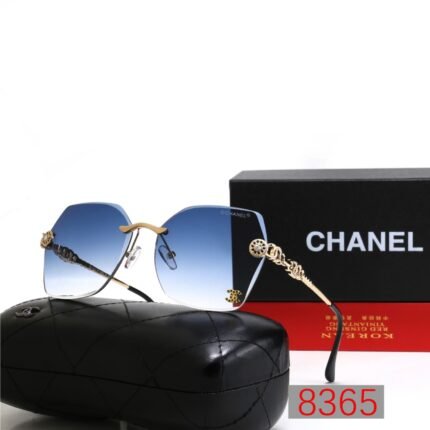 Chanel Blue Gradient Frameless Gold Chain Decoration Sunglasses Neutral