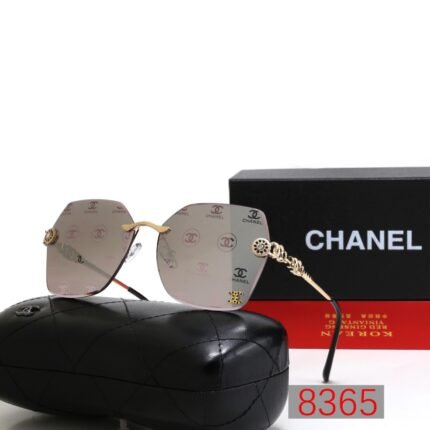 Chanel gray print frameless gold chain decoration sunglasses neutral