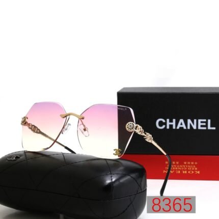 Chanel pink gradient frameless gold chain decoration sunglasses neutral