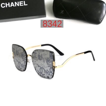 Chanel curved gold rims and brown lenses square sunglasses