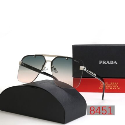 Prada black and dark green gradient half frame sunglasses neutral