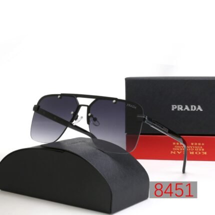Prada black and dark blue gradient half frame sunglasses neutral