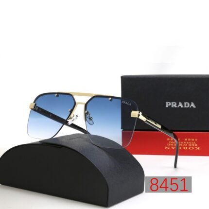 Prada black and blue gradient half frame sunglasses neutral