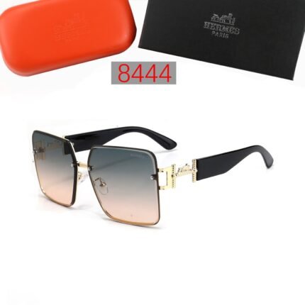 HERMES black and green pink gradient polarized square large frame sunglasses