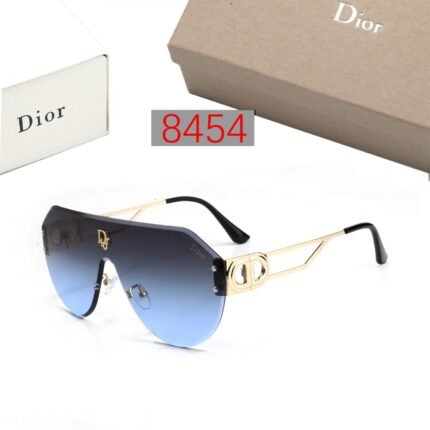 Dior blue gradient large frame gold rimmed sunglasses