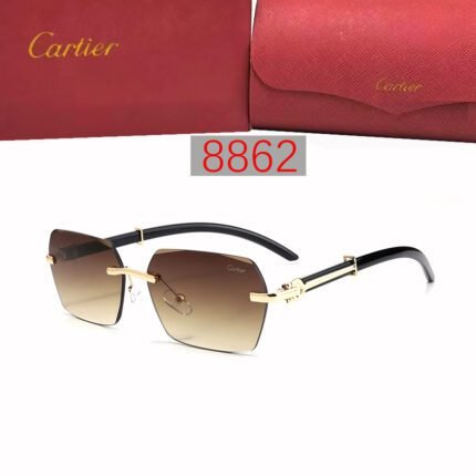 Cartier Brown Gradient Hexagonal Borderless Sunglasses