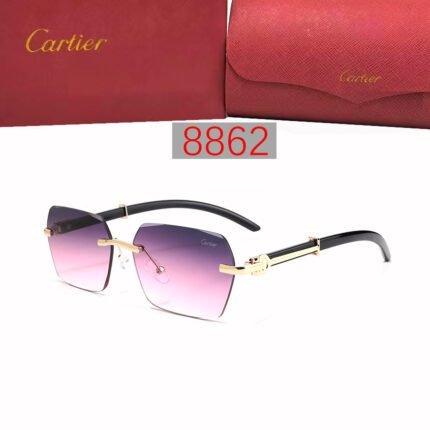 Cartier purple gradient hexagonal frameless sunglasses
