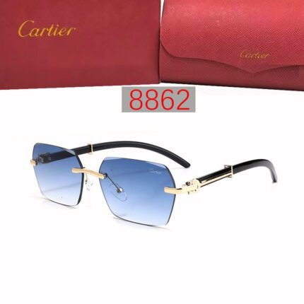 Cartier blue hexagonal frameless sunglasses