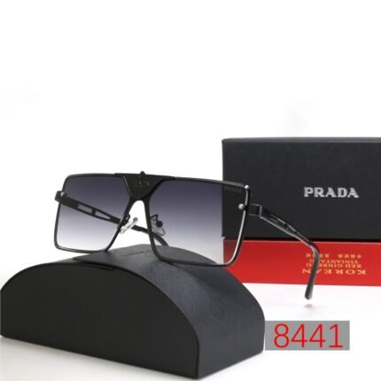 Prada black and dark purple gradient square triangle large frame sunglasses neutral