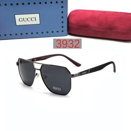 Gucci Black and Dark Gray Hexagonal Frame Sunglasses Neutral