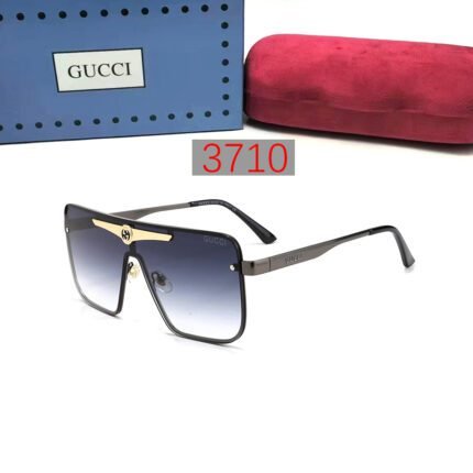 Gucci military green and dark blue gradient integrated square frame sunglasses