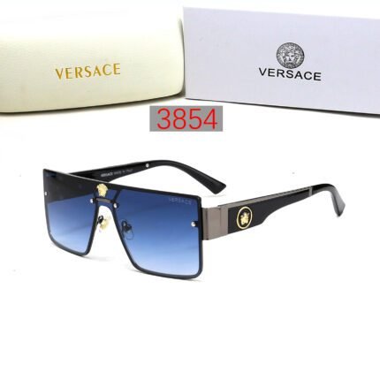 VERSACE black and blue rectangular large frame sunglasses are fashionable