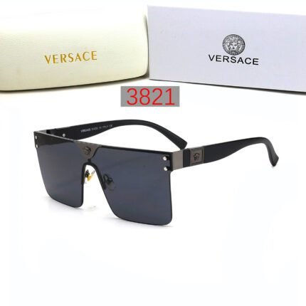 VERSACE black and dark gray gradient lenses square frameless sunglasses