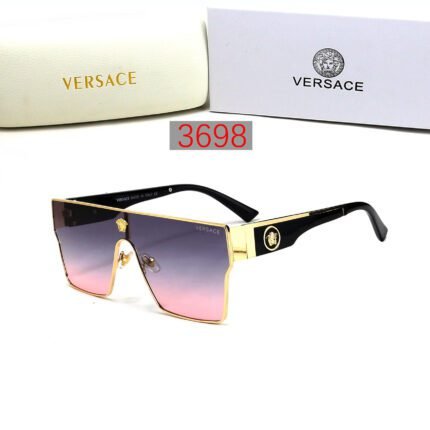 Versace gold edged black and pink purple gradient square one-piece sunglasses