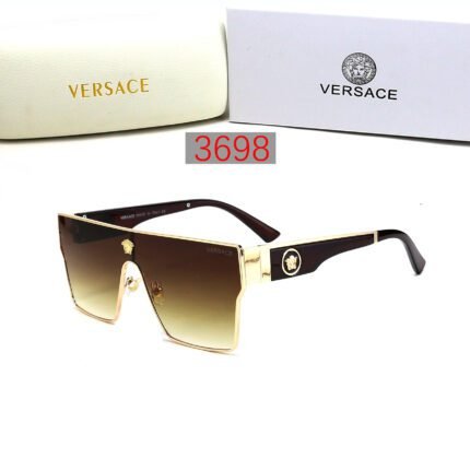 Versace gold edged black and brown gradient square one-piece sunglasses