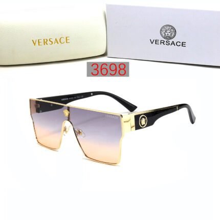 Versace gold edged black and light purple gradient square one-piece sunglasses