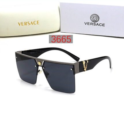 VERSACE black and dark gray half frame sunglasses