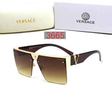 VERSACE gold edged black and brown gradient half frame sunglasses