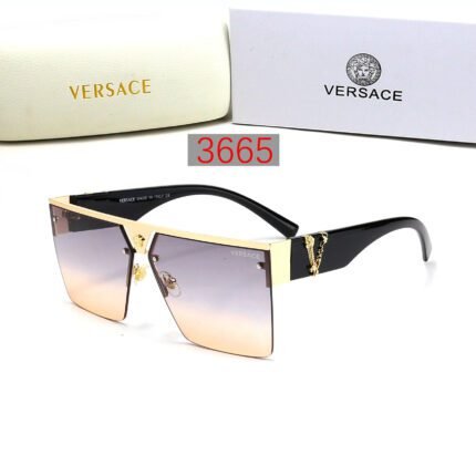 VERSACE gold edged black and purple gradient half frame sunglasses