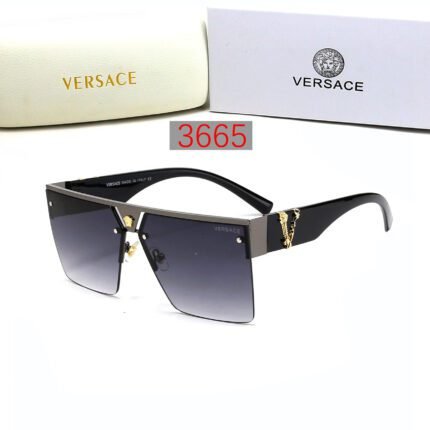 VERSACE black and dark blue gradient half frame sunglasses