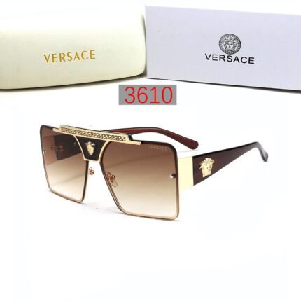 VERSACE dark brown and brown gradient gold decorative sunglasses
