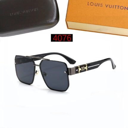 Louis Vuitton square metal textured black sunglasses