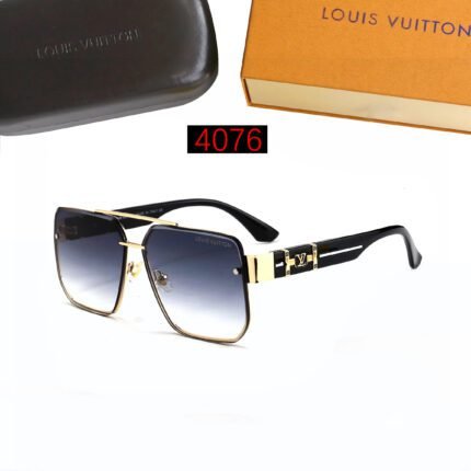 Louis Vuitton square metal textured black and dark blue gradient sunglasses