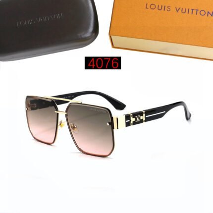Louis Vuitton square metal textured black and green pink gradient sunglasses