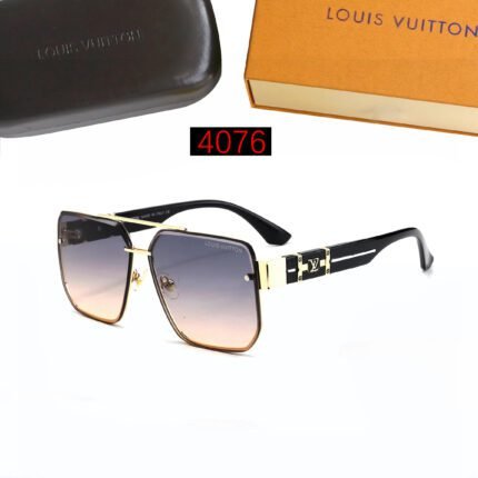 Louis Vuitton square metal textured black and dark blue pink gradient sunglasses