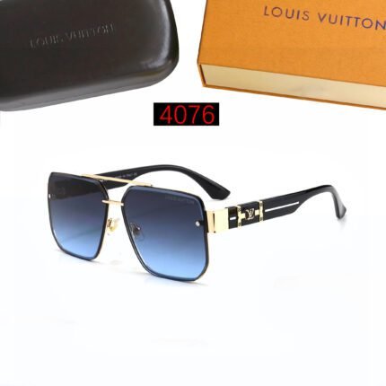 Louis Vuitton square metal textured black and dark blue gradient sunglasses