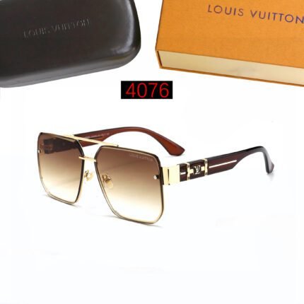 Louis Vuitton square metal textured dark brown and brown gradient sunglasses